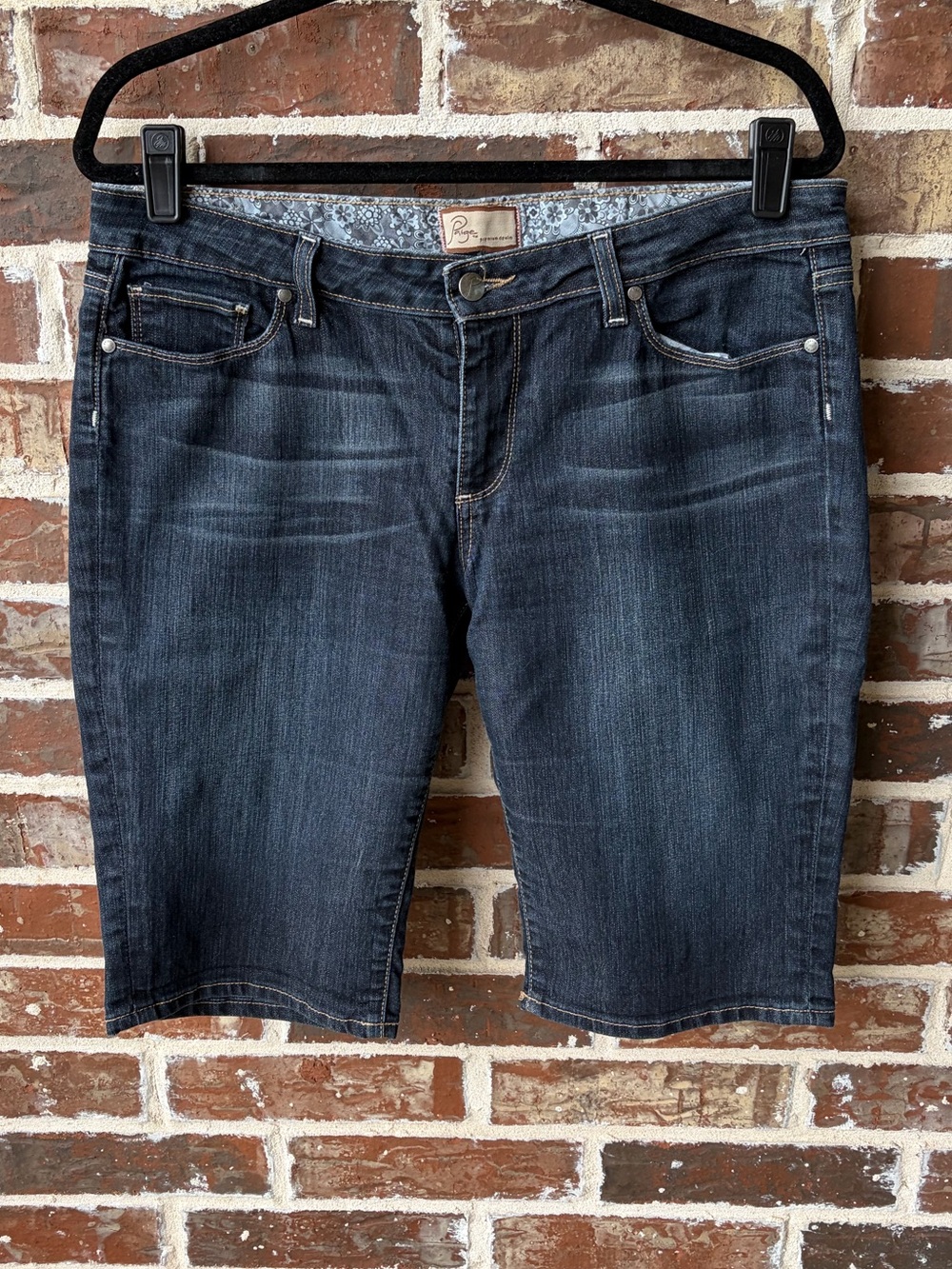 Paige Dean Bermuda Dark Wash Denim Jean Shorts Size 31 Canyon